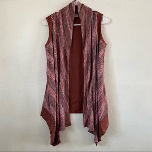 LOGO By Lori Goldstein Cardigan Vest Top Size M Redwood Open Front Asymmetrical